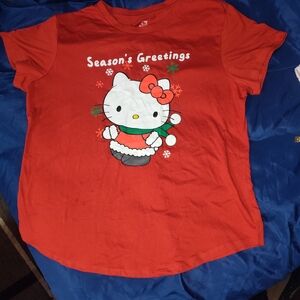 Hello Kitty Seasons Greetings X-mas Time Red Short Sleeve Tee